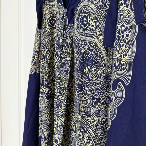 Elegant Navy and Cream Paisley Boho Jumpsuit - Picture 4 of 8